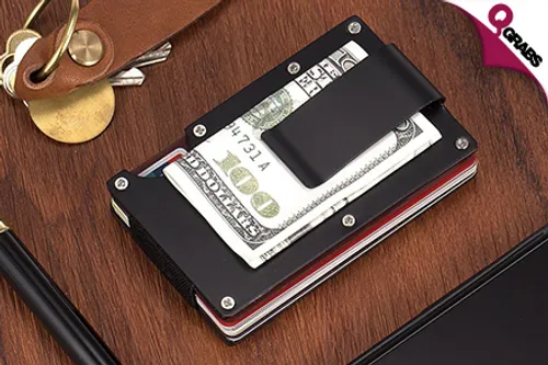 From QR59 Keep your Cards & Cash Safe in a Metallic Card Holder with a Spring Steel Money Clip! (Up to QR198 Value)